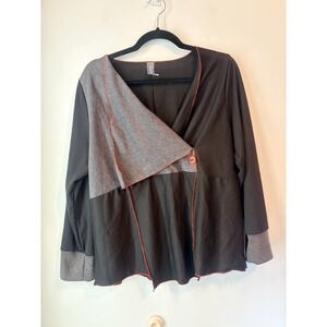 Vintage Noblu Lagenlook Asymmetrical Cardigan Top Blouse Large‎ Red Black White